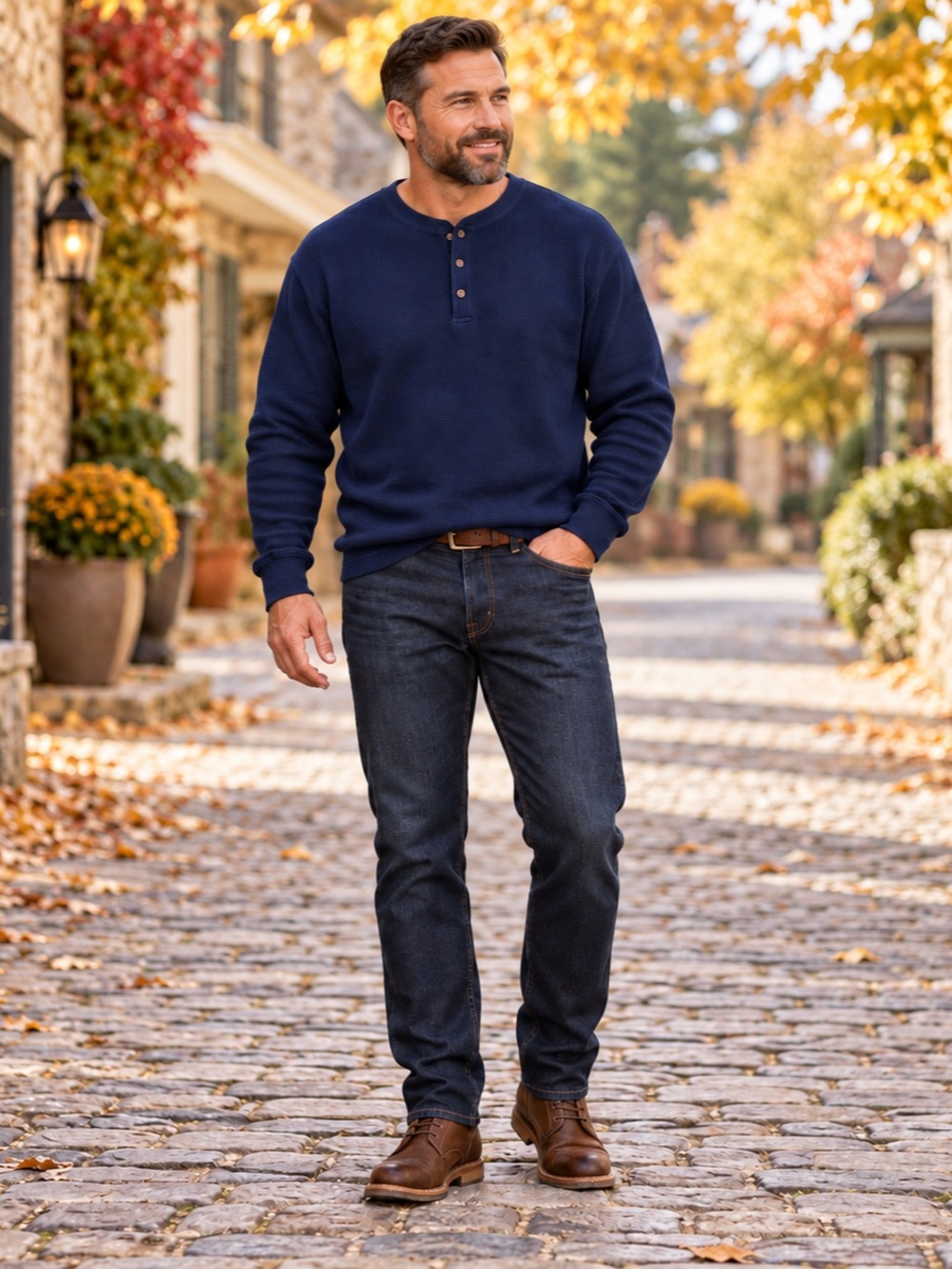 Eddie Bauer Navy Blue Henley XXL Outdoor Classic Casual Quiet Luxury Pullover